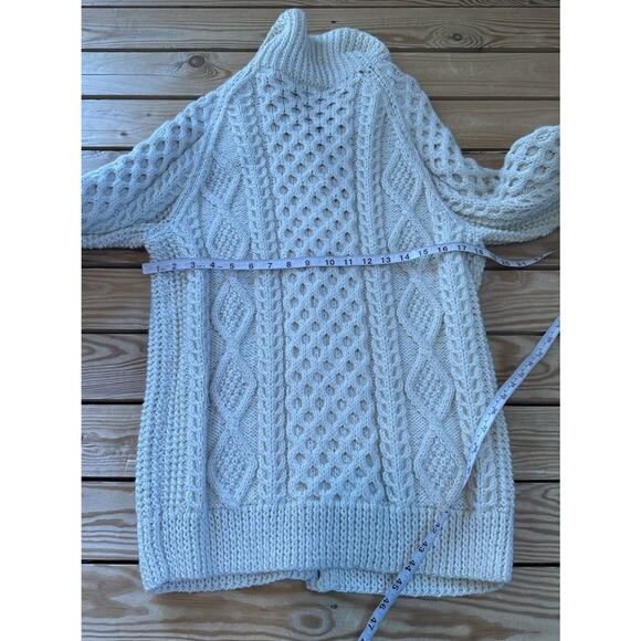 Vintage Inishowen Ireland Hand Knit Wool Cardigan Size Large Women’s Ivory - Picture 6 of 7